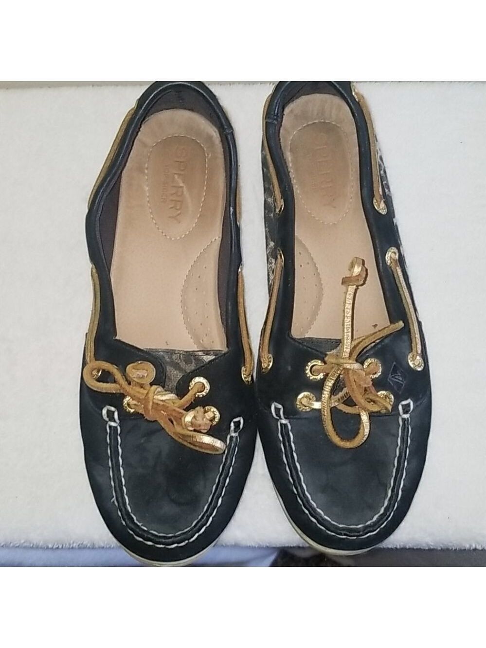 SPERRY TOP-SIDER BLACK & ANIMAL PRINT SHOES